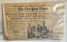 New York Times Newspaper City Welcomes Lindbergh - June 14, 1927 Front Page Only picture
