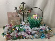 Vintage Easter Decoration Votives Ornaments Candelabra Garland Basket Ribbon Lot picture