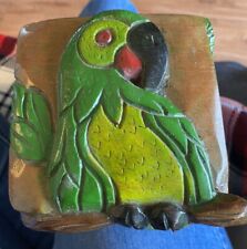Vintage Hand Carved Hand Painted Wood Parrot Trinket Box Honduras Roatan picture