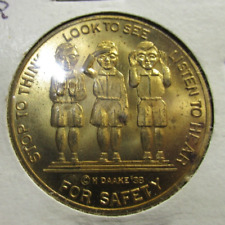 1938 Railroad CAREFUL AT CROSSING Token Stop to Think Look to See Listen to Hear picture