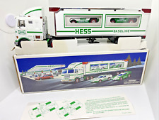 VINTAGE 1997 HESS TOY TRUCK AND RACERS W/ORIGINAL BOX NIB Lights Friction Motors picture