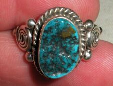 VINTAGE NAVAJO TURQUOISE NUGGET STERLING SILVER RING SIGNED B SIZE 10 1/4 vafo picture