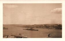 Postcard British Royal Navy RPPC Photo Battleship in Harbor UNKNOWN 1900s picture
