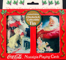 Sealed Limited Edition Christmas Santa Claus Coca Cola 2 Decks Playing Cards Tin picture