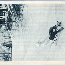 c1910s Kiel, Germany Toboggan Man Sledding Snow PC Krusenkoppel Park Crull A192 picture