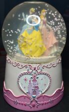 Disney Princess Aurora Cinderella Belle Musical Snow Globe Pink White picture