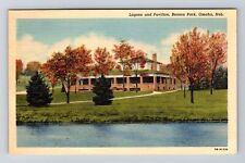 Omaha NE-Nebraska, Lagoon & Pavilion, Benson Park, c1947 Vintage Postcard picture