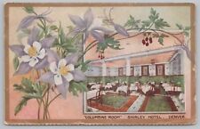 Interior Of Columbine Room @ The Shirley Hotel~Denver~Purple Flowers~PM 1913 PC picture