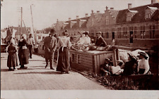 Vintage Postcard RPPC c1910  Denmark Netherlands Waterfront Market Scene picture