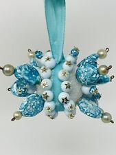 Vintage Unique Eccentric Push Pin Embellished Christmas Ornament Turquoise Blue picture
