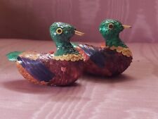 Vintage Duck Ornaments.  Handmade Woven Bamboo picture