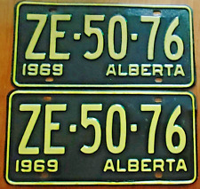 ** 1969 ALBERTA License Plate PAIR **  # ZE-50-76   Excellent  picture