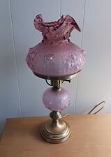 Fenton Art Glass Student Lamp Pink Rose Dusty Rose w/ Marble Base Cabbage Rose picture
