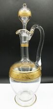 French Baccarat Acorn Crystal 22k Gold Band Oak Leaves Wine Decanter with Handle picture