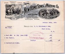 1902 New Home Sewing Machine Co Billhead Orange Massachusetts Factory image picture