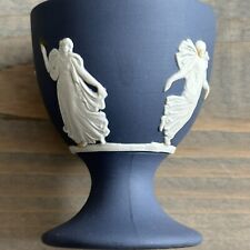 Wedgwood Jasperware Portland Blue Single Egg Cup Collectible White Etching picture