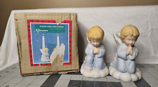 VTG Christmas Around the World Ceramic Praying Angel Tapered Candle Holders picture