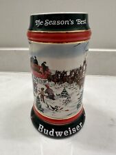 1991 BUDWEISER  STEIN SEASONS BEST CLYDESDALES 8 HORSE HITCH CHRISTMAS MUG picture