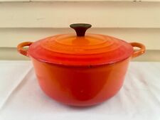 Le Creuset Vintage Flame Orange Enamel Dutch Oven With Lid #20 Made In France picture