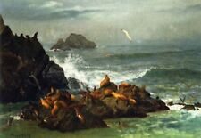Oil painting Seal-Rocks-Pacific-Ocean-California-Albert-Bierstadt-oil-painting picture