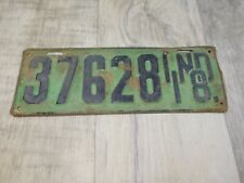 VINTAGE INDIANA LICENSE PLATE RARE 1918 - ORIGINAL PAINT - WALL DECOR '18 picture