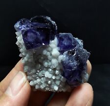55g Natural Clear Purple Phantom Cube Fluorite Quartz Specimen Inner Mongolia picture