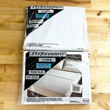 New Vintage Performance by Springs Twilite White Twin + Fitted Flat Sheets NOS picture