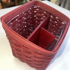Longaberger TV Time Organizer Basket With Liner And Wood Divider Bold Red picture