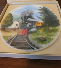 Fenton LE “Smoke 'n Cinders” Hand Painted Plate - Coal Burning Train Dickinson picture