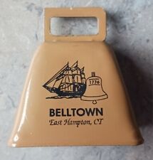 RARE - BELLTOWN, East Hampton, CT cow bell - 1776 Liberty Bell & ship picture
