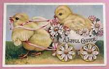 Vintage Easter Postcard~chicks pull egg cart. E505 picture