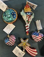 Christopher Radko Patriotic 4th Of July Or Christmas Ornament Lot Of 5 Vtg 2002 picture