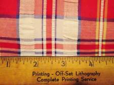 Vintage Fabric Seersucker Cotton Lightweight Plaid Red Navy Yellow 45w 2yd 10