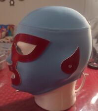 Nacho Libre Semiprofesional Mask in Light Blue and Red. child size from 5 to 9 y picture
