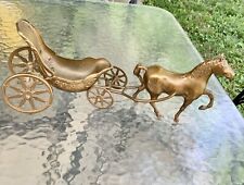 Great Mid 20th Century Italian Solid Brass Horse and Carriage Figurine picture