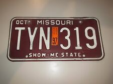 Oct 1991 Missouri Brown White  TYN 319 License Plate Tag Show Me State picture