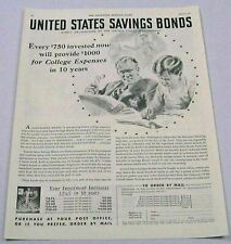 1936 Print Ad United States Savings Bonds Father & Son Invest for College picture