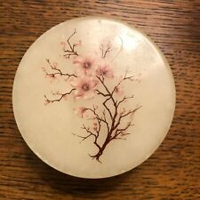 Genuine Alabaster Trinket Box Made in Italy Hinged Floral Branch picture