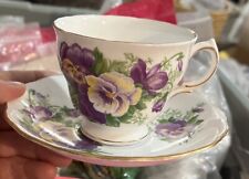 VINTAGE ROYAL VALE Bone China Tea Cup & Saucer Made In ENGLAND VIOLET, MINT picture