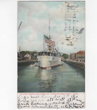 Cruiser Maryland in Dock Charlestown Navy Yard  1906  postcard picture