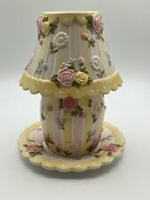 Robin Betterley 3pc Roses & Pearl Floral Striped Design Wax Candle Warmer picture