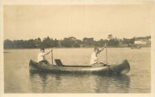C-1910 Father Son Canoe Lake Recreation RPPC Photo Postcard 22+-4330 picture