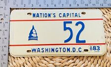 1982 1983 Washington DC District Of Columbia License Plate Low Number 52 Garage picture