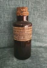 Antique Amber Glass Iron Sulfate Chemical Bottle Diamond Mark General Chemical  picture