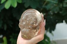 1.26kg Natural Hand Carved Smokey quartz Rutile Skull,Quartz Crystal Skull Reiki picture