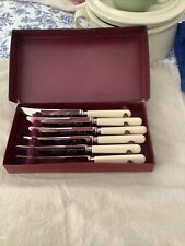 George Wood & Sons Knives ~ Set 6 Stainless Steel Knives ~ Sheffield England VTG picture