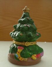 Vintage Porcelain Decorative Hinged Trinket Box Christmas Tree picture