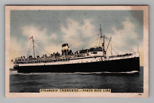 Postcard 1940 Steamer Ship Cherokee Porto Rico Line Scenic Ocean View picture