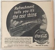 1942 newspaper ad for Coca-Cola - Refreshment tells you it's the real thing picture