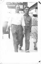 1940s RPPC handsome men walking street Tuscon Arizona Gay Int photo postcard -2 picture